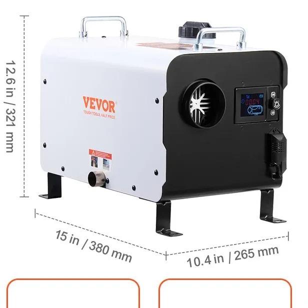 8 kW dieselvarmer, 12 V/24 V alt-i-ett dieselluftvarmer, Bluetooth-appkontroll, fjernkontroll og display, CO-alarm, hurtigoppvarming