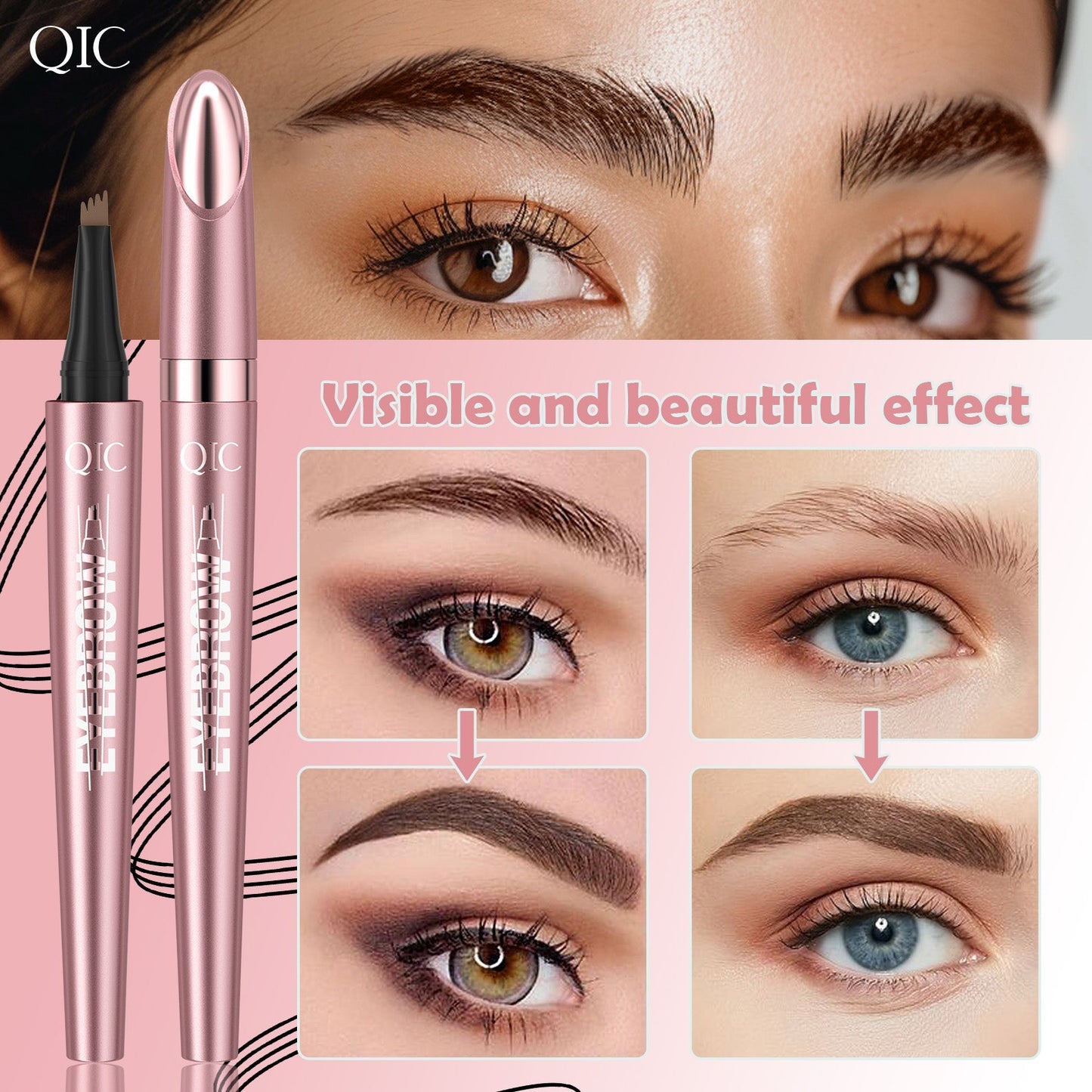đ„KjĂžp 1 fĂ„ 1 gratisđ„3D vanntett Microblading Eyebrow Pen 4 Fork Tip Tattoo Pencil