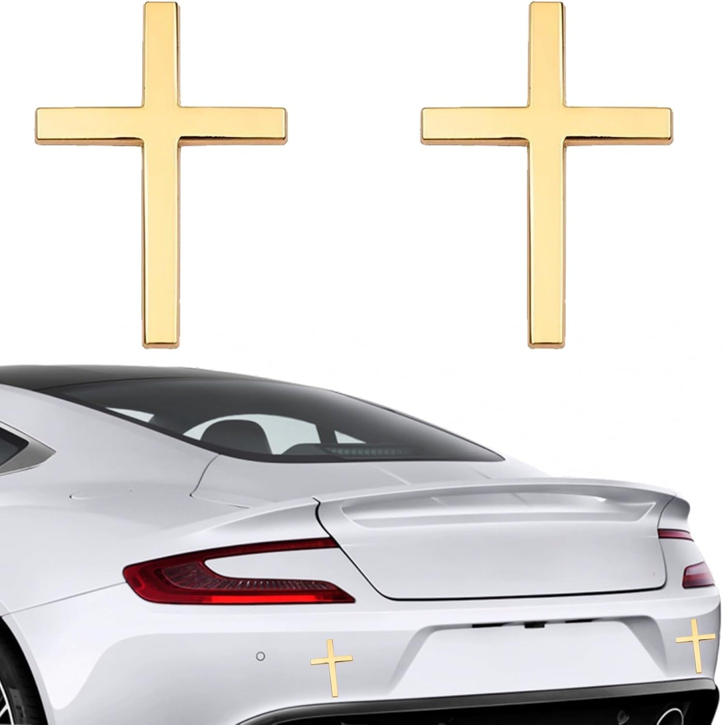 🚗✝️Klistremerker i metall med Jesus Kristus-kors | Selvklebende 3D-kors til bilskrapedeksel