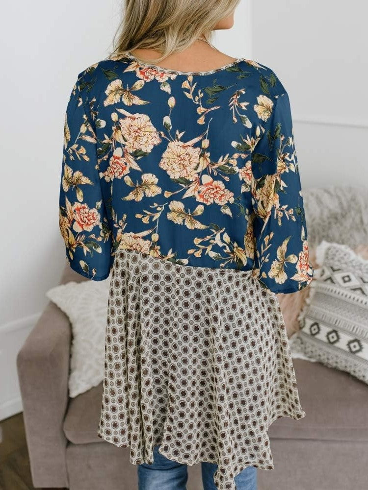 🌸Vårsalg 49 % rabatt🌸Blomstrete kimono-cardigans for damer med volanger på ermene, snøring og løst snitt i boho-stil