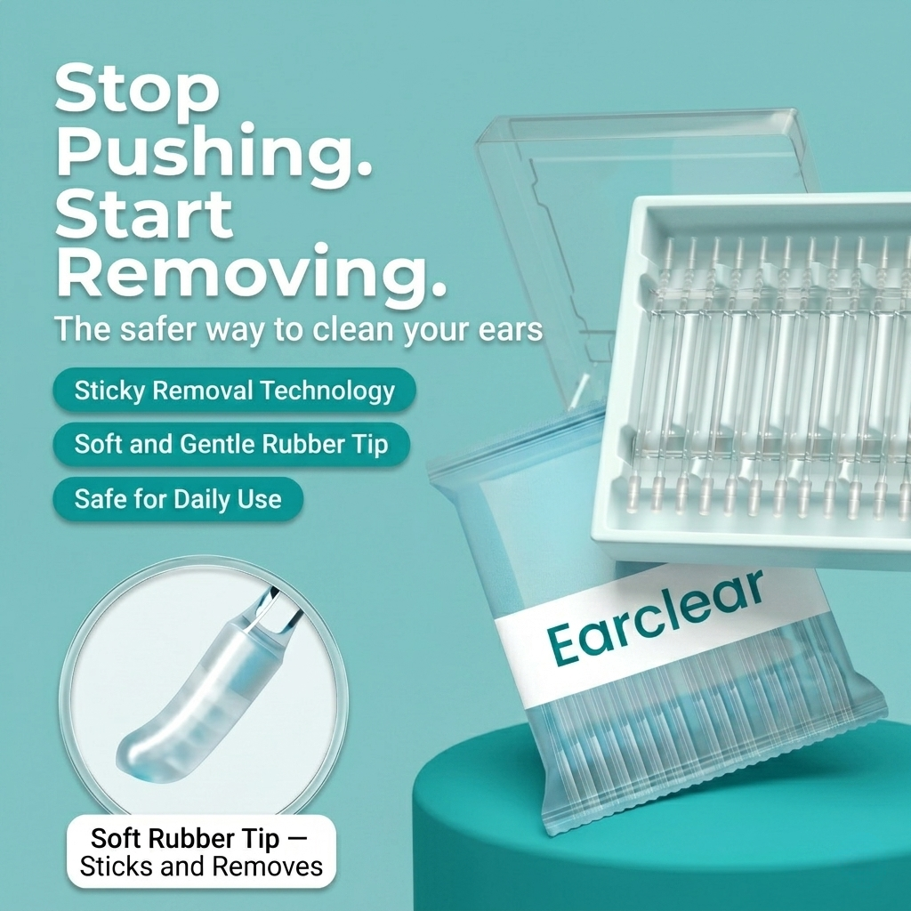 ❄️Summerfresh 50 % RABATT!👂Ear Clear™ dobbeltvirkende klebrige øre-rensepinner – Øse- og pinnedesign