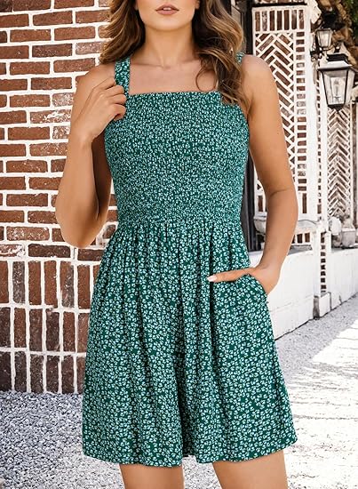 đ Blomsterprint ErmelĂžs Shorts Jumpsuit med Lommer