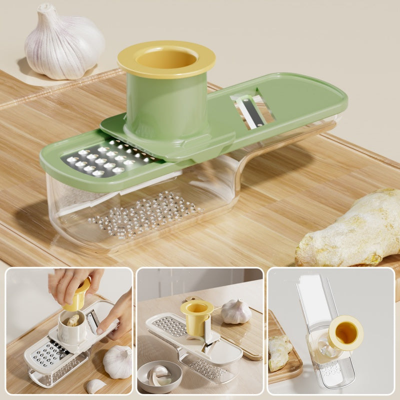 🔪 KJØP 2 FÅ 1 GRATIS! 🥔 3-i-1 mandolinhøvel med beholder – Skarpe rustfrie blader for perfekte kutt, kompakt og tåler oppvaskmaskin 🥒📦
