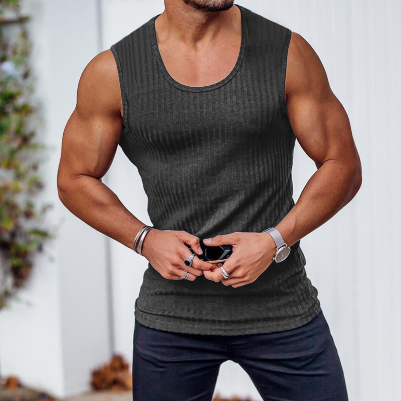 🏆 Spesialpris siste dag kr 209 !!💐2026 Herre ribbestrikket slim fit tanktopp