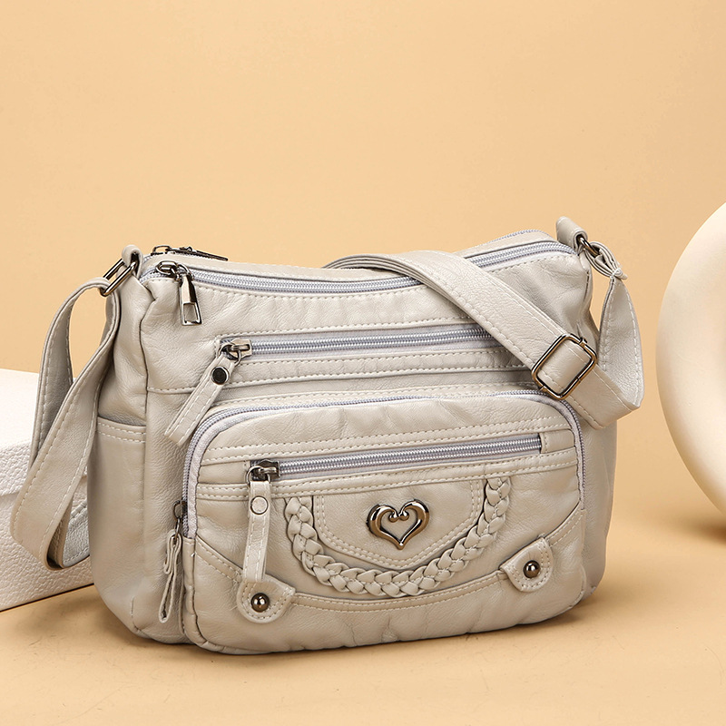 📢📢48 % RABATT!! ⏰Myk crossbody-veske i PU-skinn med flere lommer til dame