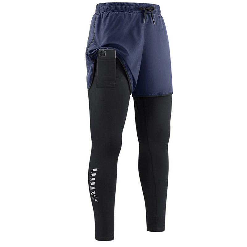 🏃♂️ 48 % RABATT NÅ! 💨 Menns 2-i-1 løpetights med shorts – kompresjon og hurtigtørk – sportstights med lomme til mobilen 📱👖