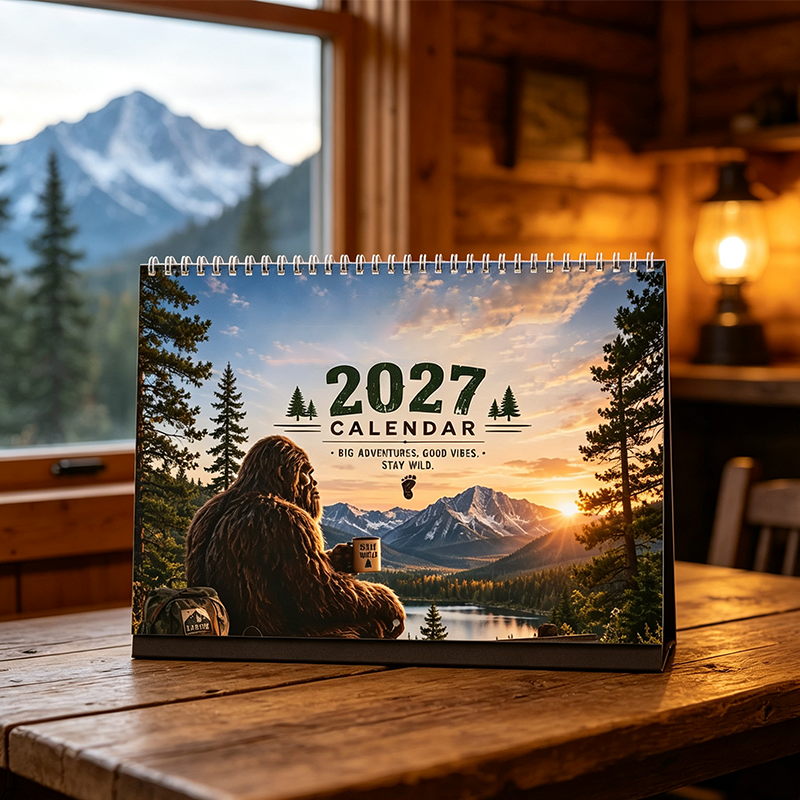 🌲50 % RABATT | Morsom skogsveggkalender 2027 – Sjarmerende skogsdyrkunst, store notatvennlige rutenett for hjem og kontor!