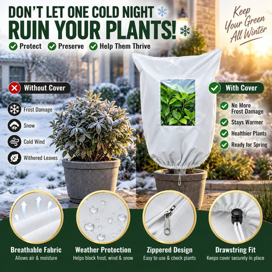 📢📢50% RABATT!!⏰🌱Vinterbeskyttelsestrekk til planter med glidelås og snøring for frostbeskyttelse