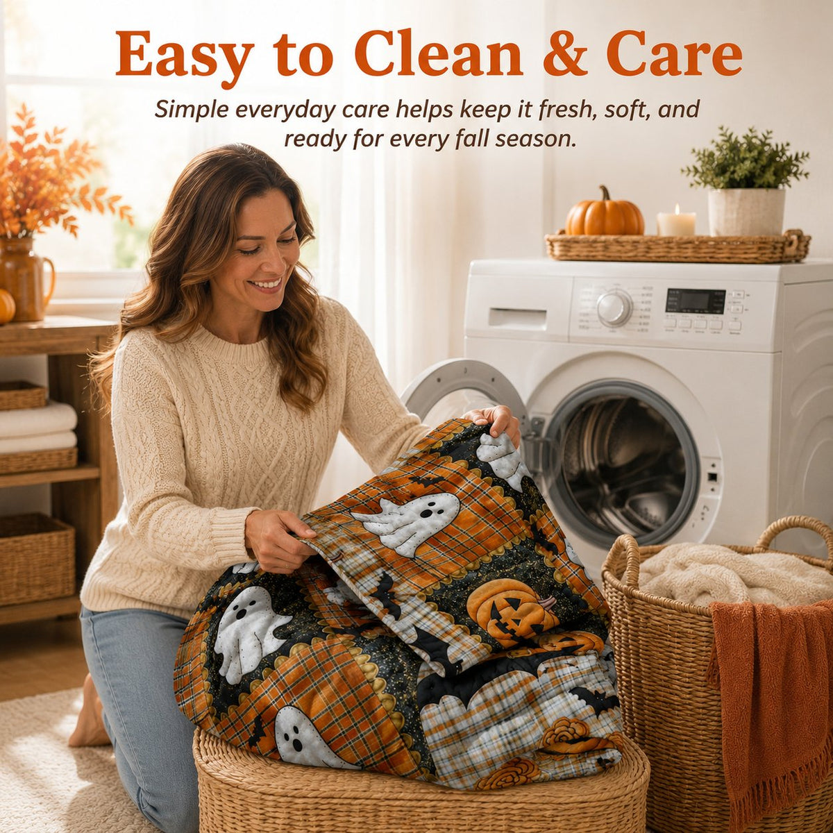 ⏳SISTE DAGS SALG 50%🎃Halloween Patchwork Flanellteppe