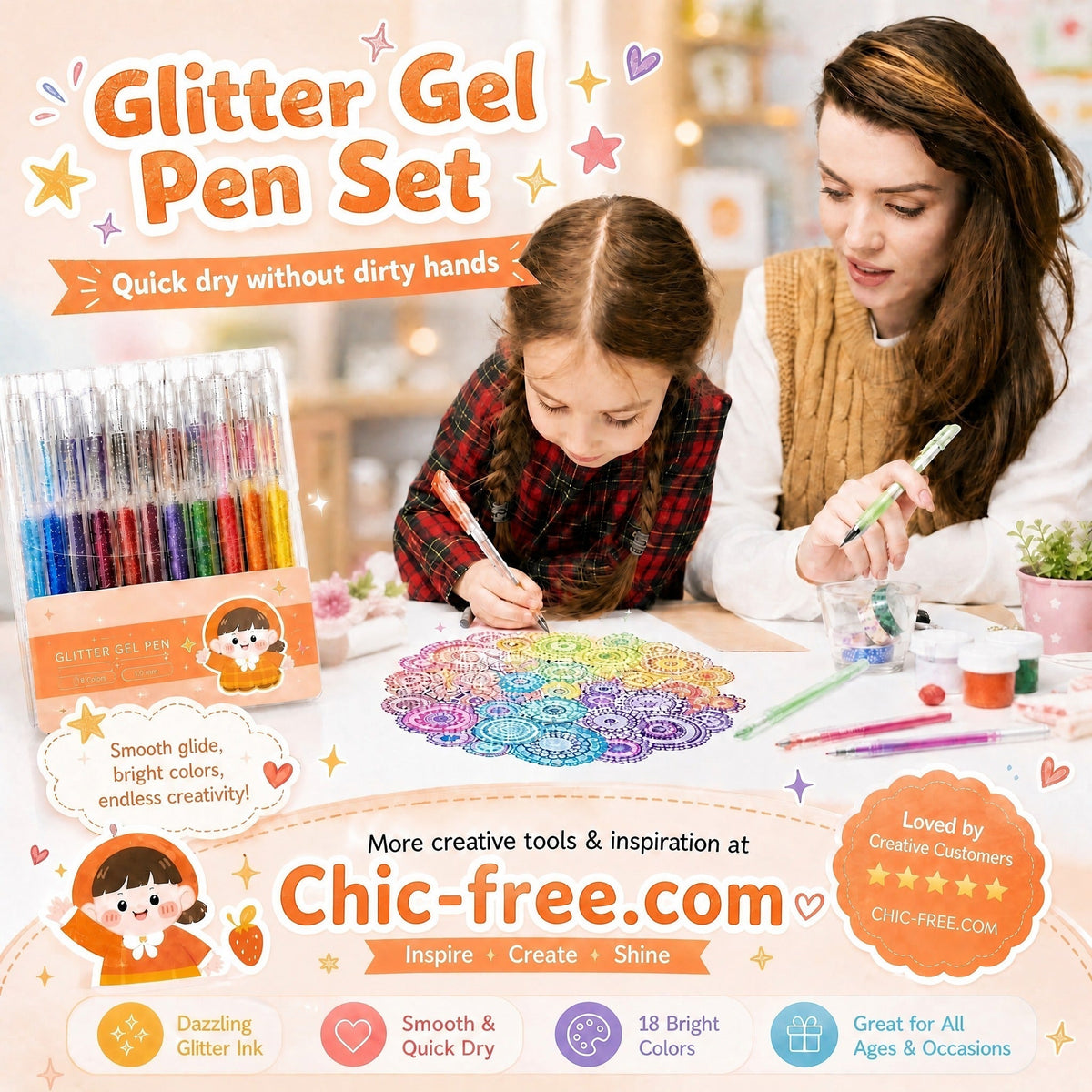 🔥⏰Siste dag av salget – kun 129 kr!!✨Over 50 000 solgt!🎁Glitter-gelpennesett