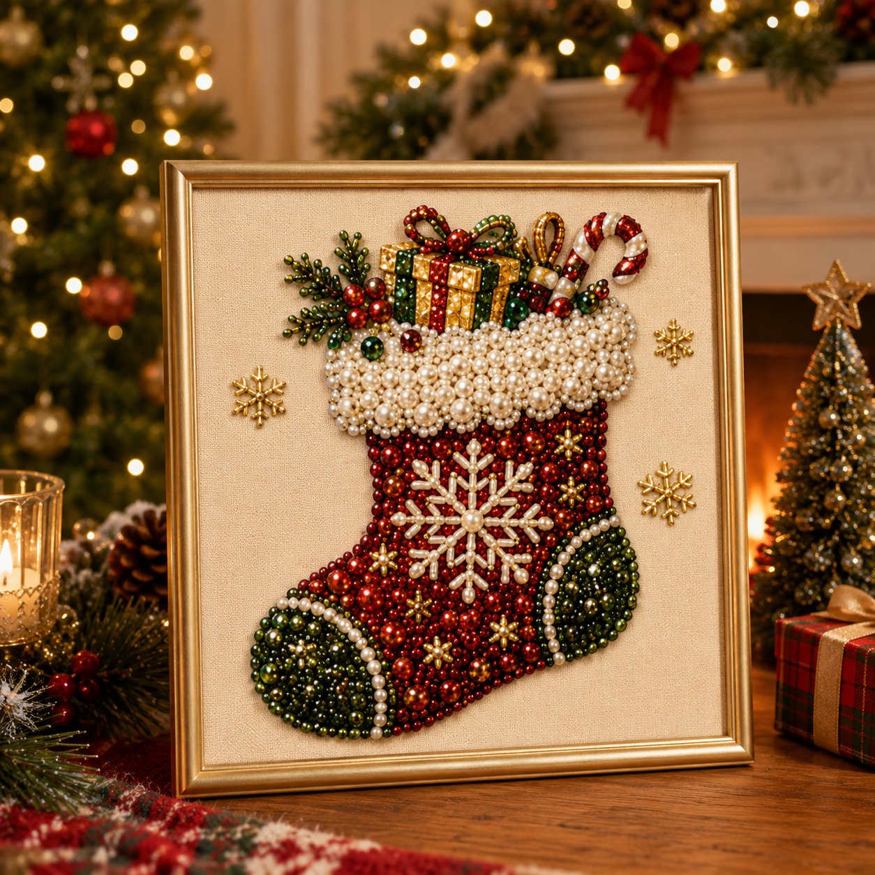 🧘Avslappende og nybegynnervennlig – 🎨💎DIY-julekunstsett med perler og diamanter