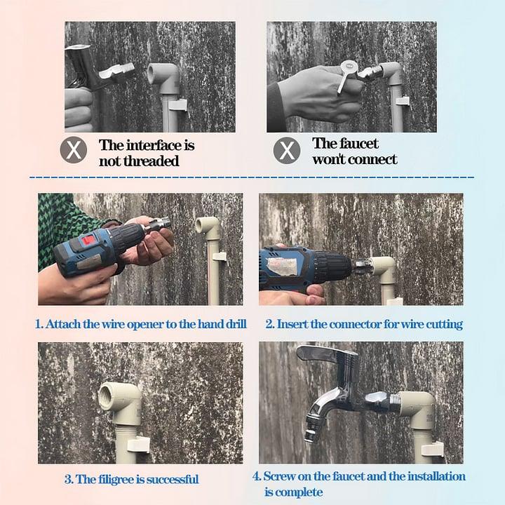 Elektrisk drillkompatibel PVC-rørgjengersett med forskjellige dysestørrelser