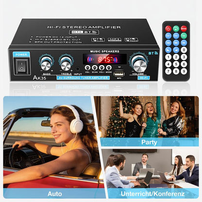 📢📢48 % RABATT!! ⏰AK35 Stereoforsterker Hjemmelyd Bluetooth 5.0 Maks