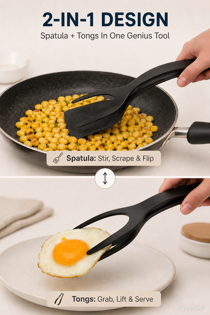 🍳48 % RABATT NÅ!🥩 2-i-1 spatelklemme – varmebestandig silikon og sklisikkert håndtak – uunnværlig kjøkkenutstyr 🔥