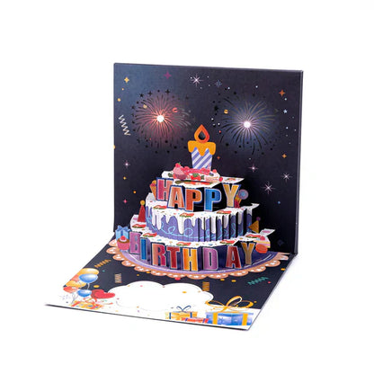 🔥LØRDAGSSALG 48 % RABATT!!🎉3D Pop-up musikalsk bursdagskort med lys og sang🎵🎂