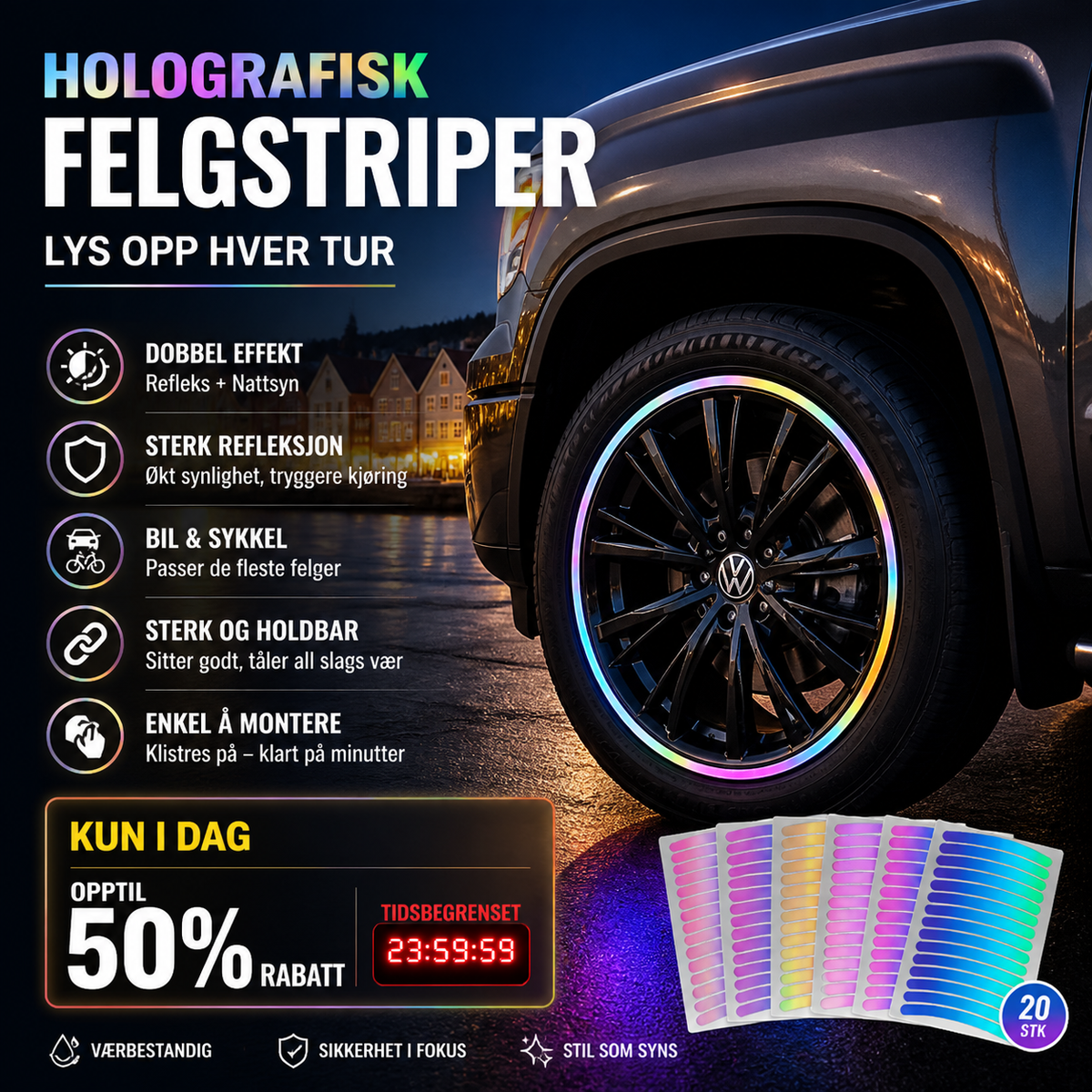 ⏳⏳Begrenset tilbud💥20 stk. 🔥Populære selvlysende merkelapper til bilhjulnav