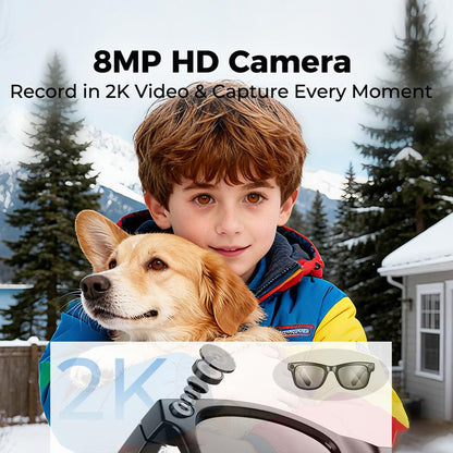 Gafas inteligentes con IA y ChatGPT, cámara de 8 MP y grabación de vídeo HD 1200P 4K, traducción en tiempo real en más de 160 idiomas, Bluetooth 5.4, audio HiFi y control de música, gafas de sol inteligentes con grabación de vídeo para llevar.