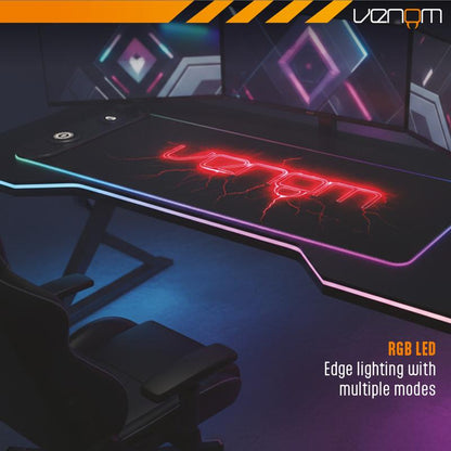 LED-spillbord med trådløs lading | USB-C- og USB-A-porter | Forlenget musematte på 800 x 300 mm