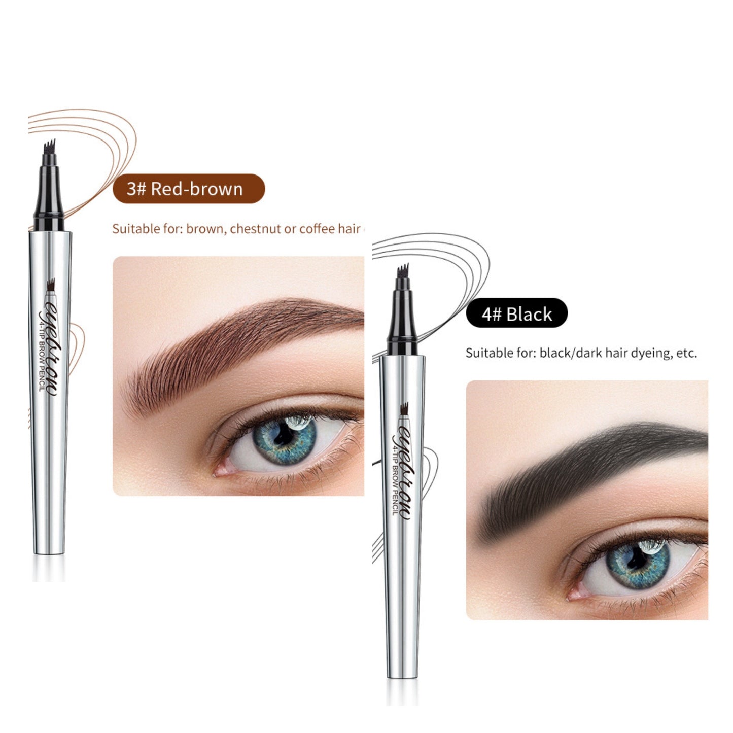 🔥Kjøp 1 få 1 gratis🔥3D vanntett Microblading Eyebrow Pen 4 Fork Tip Tattoo Pencil