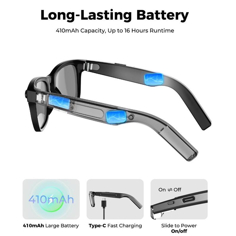 Gafas inteligentes con IA y ChatGPT, cámara de 8 MP y grabación de vídeo HD 1200P 4K, traducción en tiempo real en más de 160 idiomas, Bluetooth 5.4, audio HiFi y control de música, gafas de sol inteligentes con grabación de vídeo para llevar.