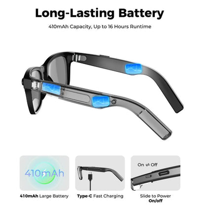 Gafas inteligentes con IA y ChatGPT, cámara de 8 MP y grabación de vídeo HD 1200P 4K, traducción en tiempo real en más de 160 idiomas, Bluetooth 5.4, audio HiFi y control de música, gafas de sol inteligentes con grabación de vídeo para llevar.