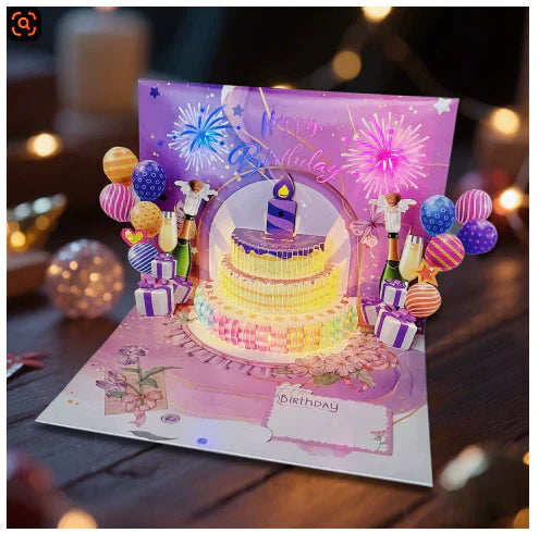 🔥LØRDAGSSALG 48 % RABATT!!🎉3D Pop-up musikalsk bursdagskort med lys og sang🎵🎂