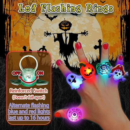 🎁LED-lysende Halloween-ring😍 – Sett med 50 stk.