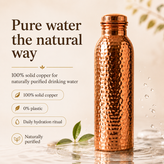 ❄️Sommerfrisk 48% rabatt! 💧Premium vannflaske laget av 100 % massivt kobber – plastfri og inspirert av Ayurveda