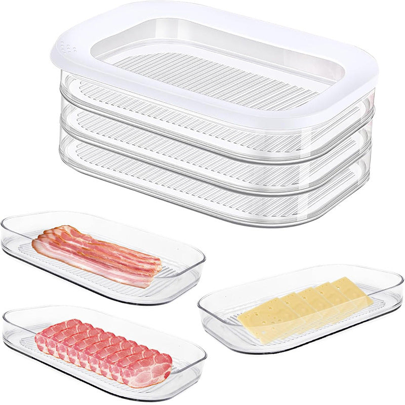 📢📢 50% RABATT !! ⏰ 3-lags gjenbrukbare matoppbevaringsbokser med lokk – gjennomsiktige kjøleskapsbokser
