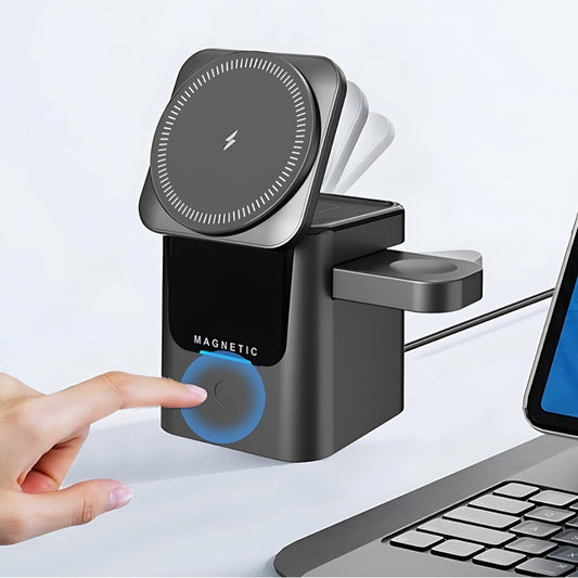 3-i-1 sammenleggbart magnetisk trådløst ladestativ