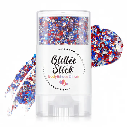 3-i-1 Patriotic Glow😍✨ Rød, hvit og blå glitter-bodystick