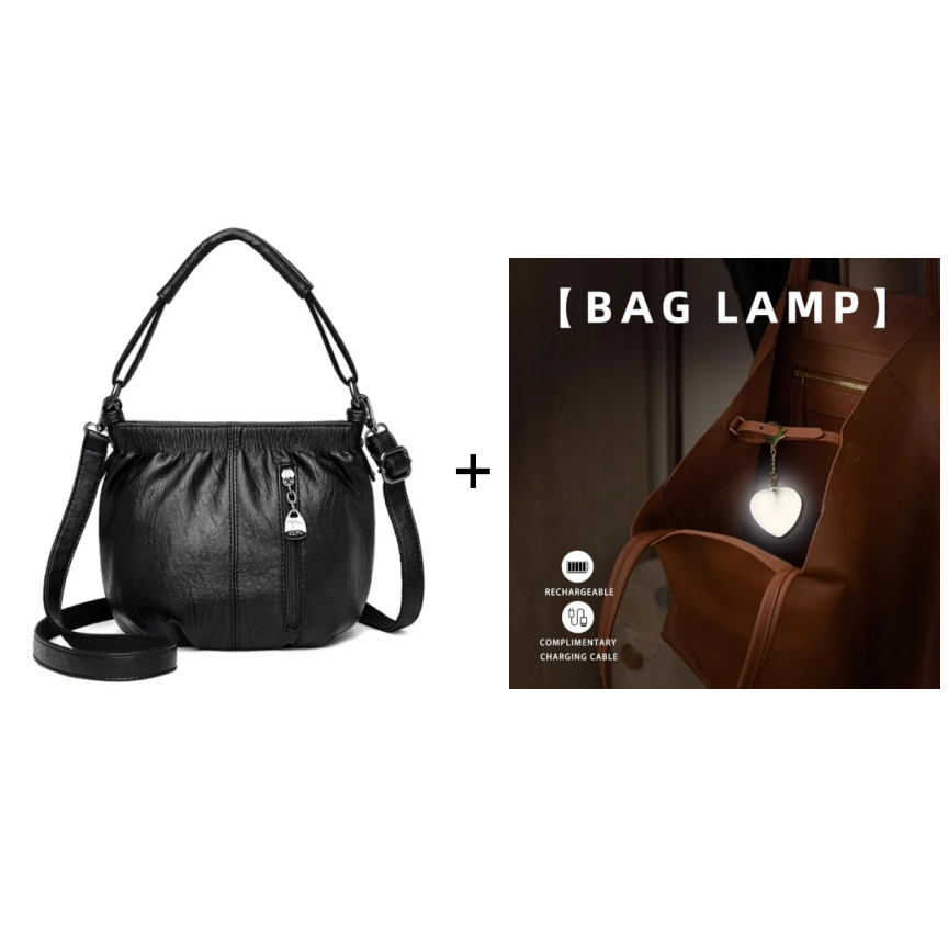 🔥Avslappet plissert bøtteveske i mykt skinn med skulderrem