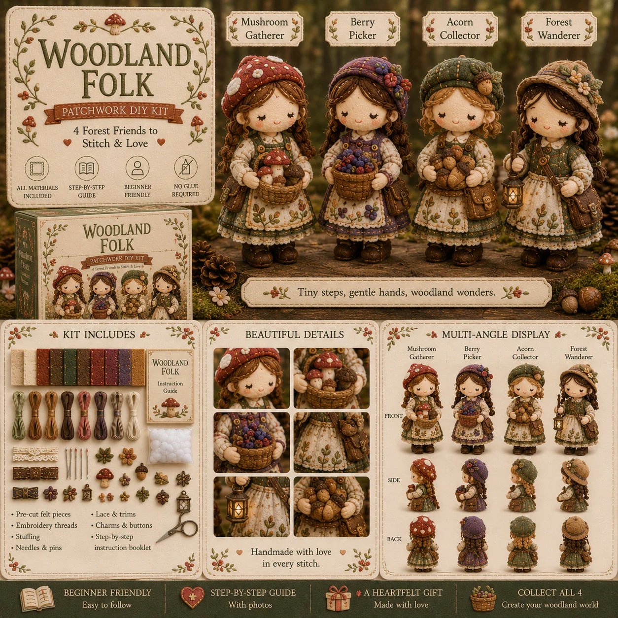 💕Heit salg 48 % RABATT❤️‍🔥Tiny Worlds-kolleksjonen – Lappeteknikk DIY-settserie