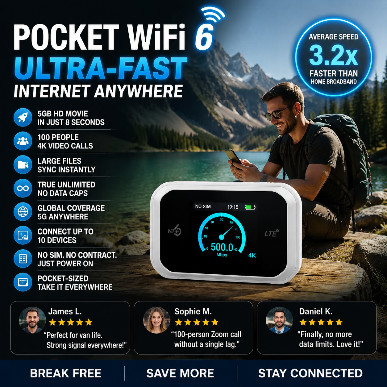 📶Tidsbegrenset tilbud – Mobilt hotspot med full Wi-Fi-dekning