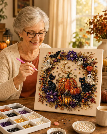 🔥Siste dag 48 % RABATT - 👻✨Halloween spøkelsesperlekunst DIY-sett