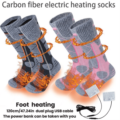 🥳2026 VARMT SALG🥳💞50 000+ SOLGT! 🔥🧦 50 % RABATT! Oppladbare varmesokker – karbonfiber med rask oppvarming, 6000 mAh batteri i opptil 9 timer. Perfekt for ski, fotturer og vintervarme! 🛡️✅
