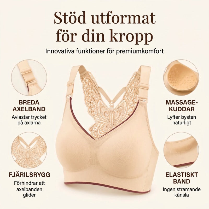 🎁Tilbud: 48% rabatt⏳BH uten bøyle med sommerfuglbroderi