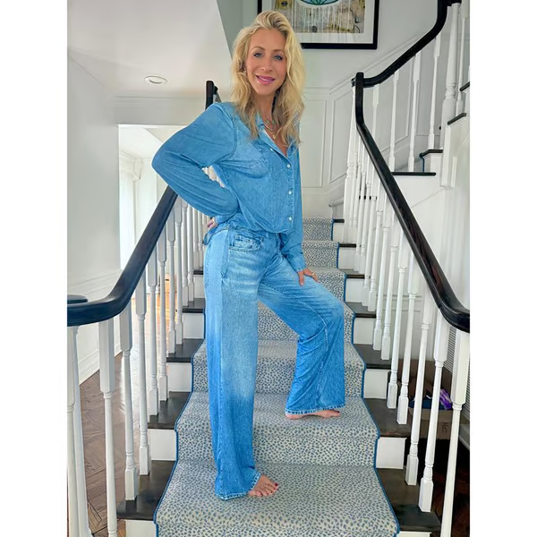 🌟 HELT NYTT STIL-SLAPP! 🌙 Denim Dreams-pysjamassett – Koselig passform, mykt loungewear med denim-look for komfort hele natten 🌟