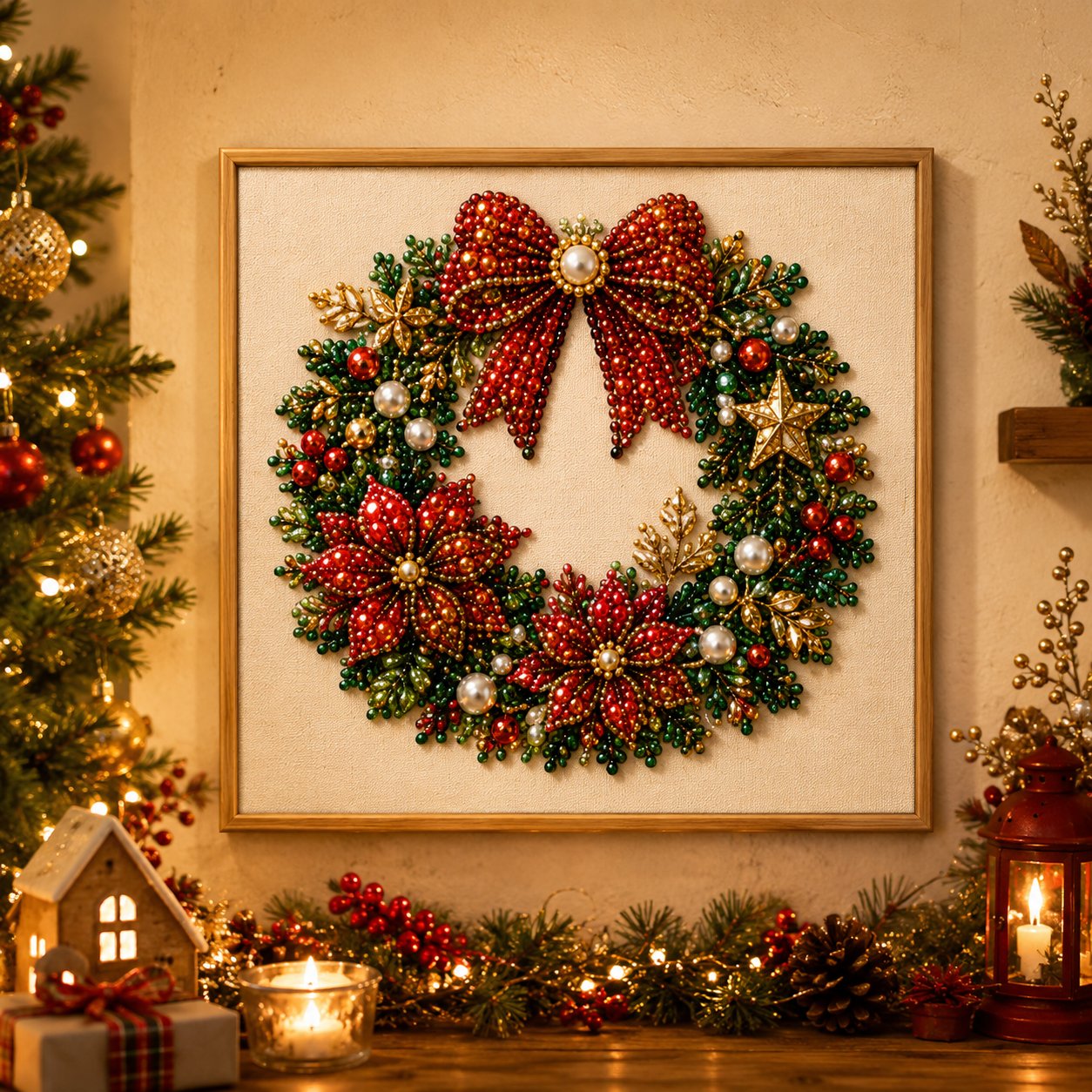🧘Avslappende og nybegynnervennlig – 🎨💎DIY-julekunstsett med perler og diamanter