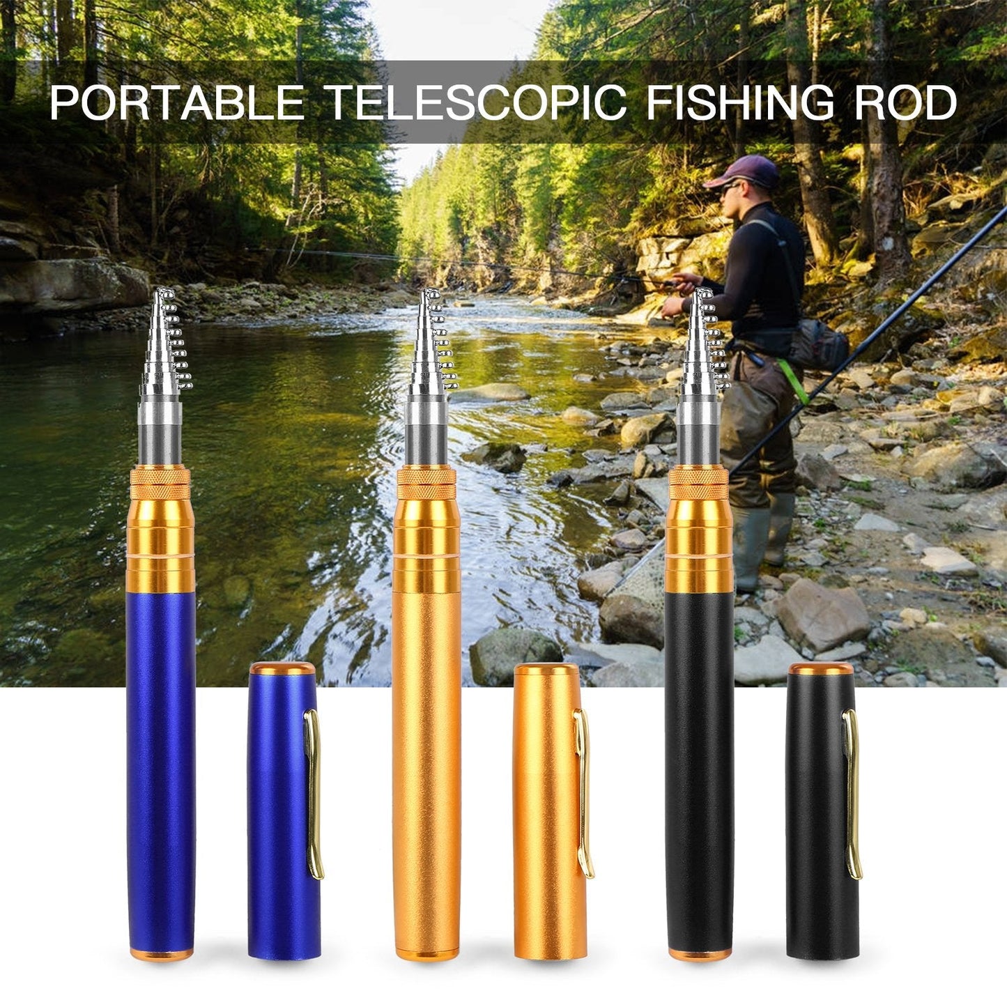 🎣 Lomme Fiskehjul | 48% Rabatt! Bærbar 97cm Isfiskehjul med Metallhjul – Passer i Lommen 🎁
