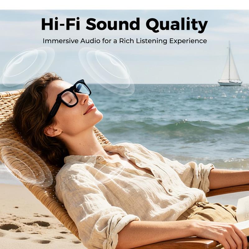 Gafas inteligentes con IA y ChatGPT, cámara de 8 MP y grabación de vídeo HD 1200P 4K, traducción en tiempo real en más de 160 idiomas, Bluetooth 5.4, audio HiFi y control de música, gafas de sol inteligentes con grabación de vídeo para llevar.