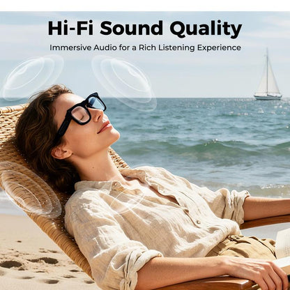 Gafas inteligentes con IA y ChatGPT, cámara de 8 MP y grabación de vídeo HD 1200P 4K, traducción en tiempo real en más de 160 idiomas, Bluetooth 5.4, audio HiFi y control de música, gafas de sol inteligentes con grabación de vídeo para llevar.