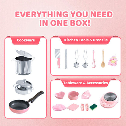 Barnas minikjøkkenleker med ekte matlaging - sett med 22 deler