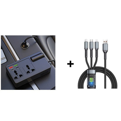 ⚡🔋Bærbar bilomformer 12V/24V til 220V med digitalt display
