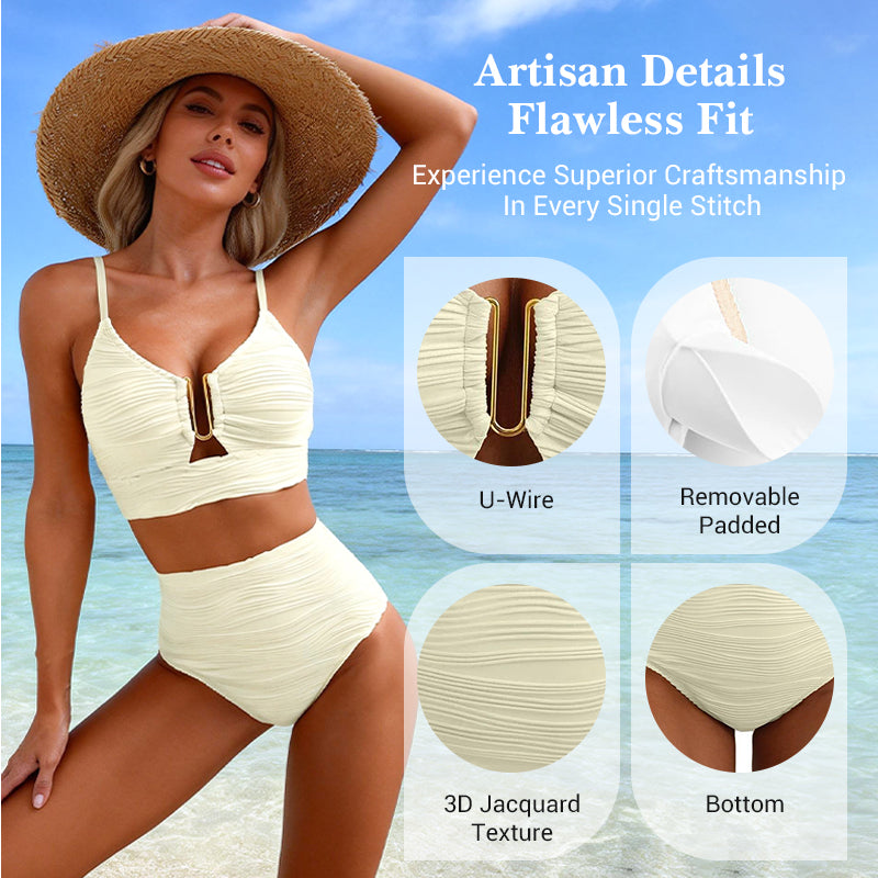 🎉 Denne ukens spesialtilbud – 48% rabatt ✨ Push-up-bikini med høy midje til dame