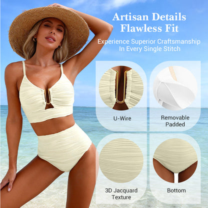 🎉 Denne ukens spesialtilbud – 48% rabatt ✨ Push-up-bikini med høy midje til dame