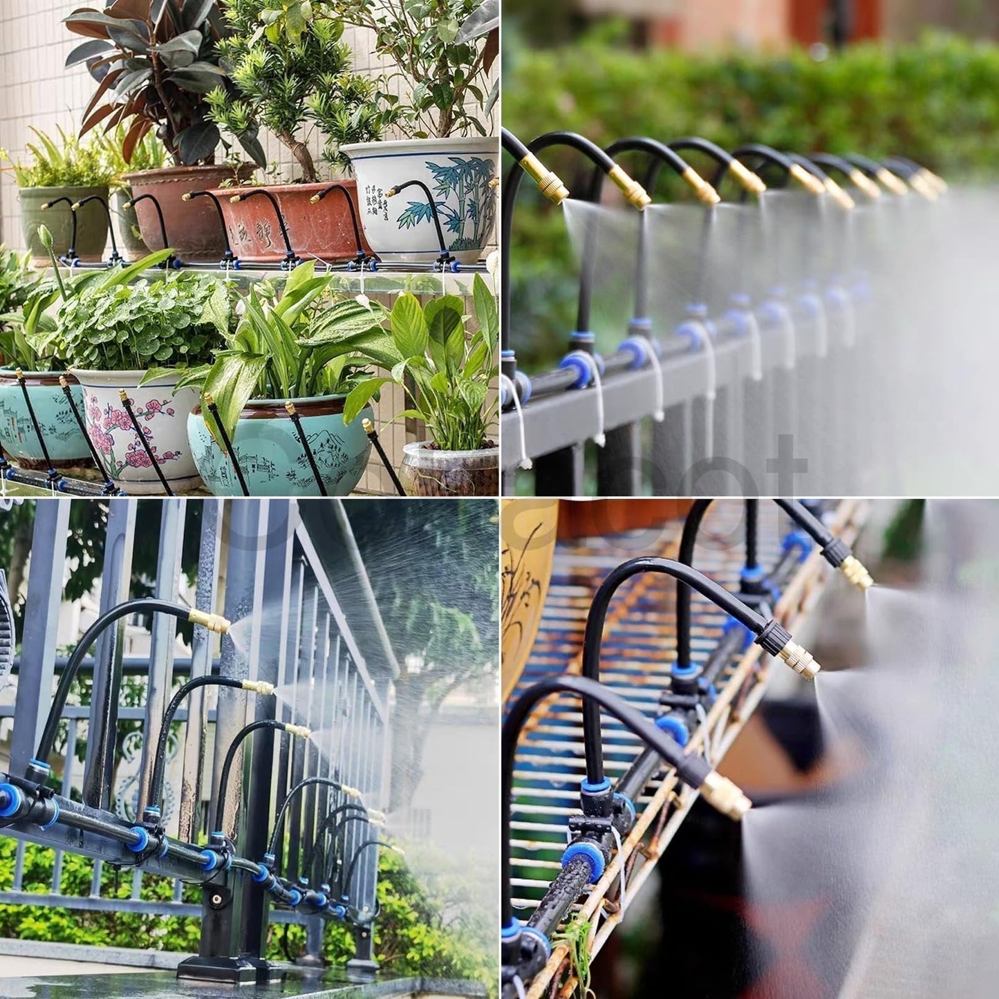 ❄️Zomerfresh 48 % rabatt! 🌱Justerbart hagefordampings- og vanningssystem – gjør-det-selv-vanningssett med 360° sprayhoder for hage, balkong og drivhus