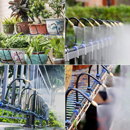 ❄️Zomerfresh 48 % rabatt! 🌱Justerbart hagefordampings- og vanningssystem – gjør-det-selv-vanningssett med 360° sprayhoder for hage, balkong og drivhus
