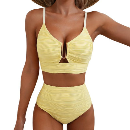 🎉 Denne ukens spesialtilbud – 48% rabatt ✨ Push-up-bikini med høy midje til dame