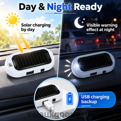🚗Kompakt solcelledrevet LED-blinklys mot tyveri